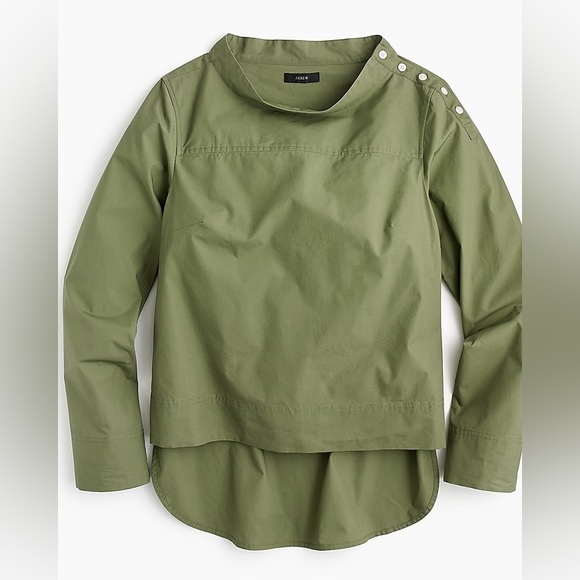 J. Crew Funnel Neck Shirt Blouse Top in Green Size 0 lagenlook - Picture 11 of 12